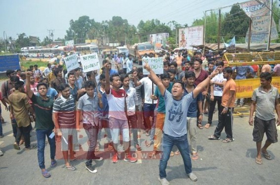 Tripura University Hostel staff dies in accident before University, students block national highway